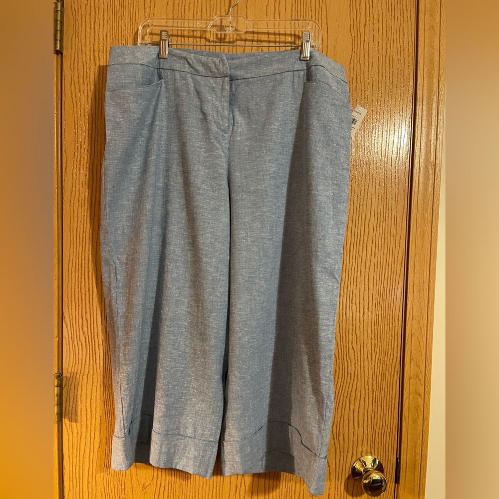 Linen Wide-Leg Crop Pants
